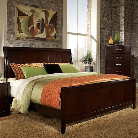 Queen Contemporary Espresso Panel Bed